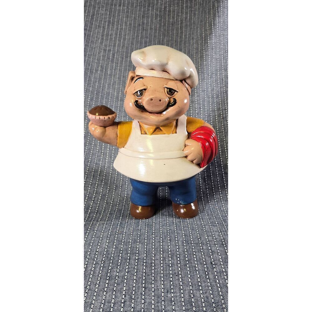 Vintage Ceramic Figurine of a Pig Chef